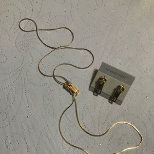 Zipper Lariat / Bolo Style Necklace With Matching Earings